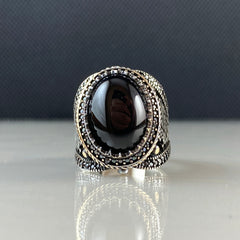 Classic Daily Men Ring 925 Sterling Silver Onyx Stone