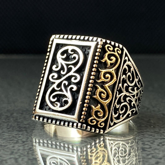 Large 925 Solid Silver Handmade Turkish Ring For Men