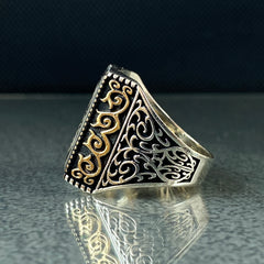 Large 925 Solid Silver Handmade Turkish Ring For Men