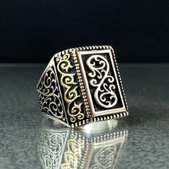 Large 925 Solid Silver Handmade Turkish Ring For Men