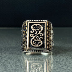 Large 925 Solid Silver Handmade Turkish Ring For Men