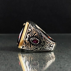 Red Ruby 925 Sterling Silver Handmade Men Ring