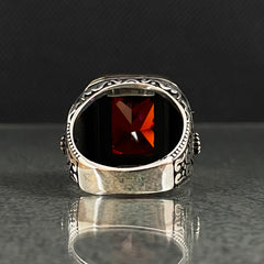 Red Ruby 925 Sterling Silver Handmade Men Ring