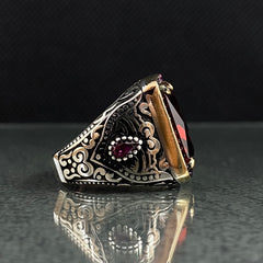 Red Ruby 925 Sterling Silver Handmade Men Ring