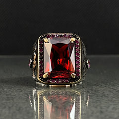 Red Ruby 925 Sterling Silver Handmade Men Ring