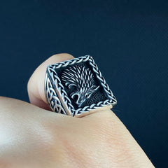 Wolf Handmade 925 Sterling Silver Men Ring