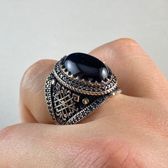 Classic Daily Men Ring 925 Sterling Silver Onyx Stone