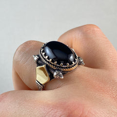 Black Onyx Stone 925 Sterling Silver Men Handmade Ring