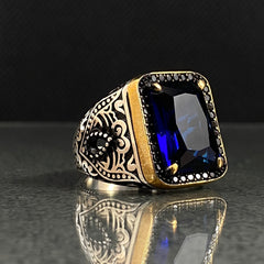 Sapphire 925 Sterling Silver Ring For Men