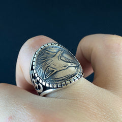 Angry Wolf 925 Sterling Silver Ring For Men