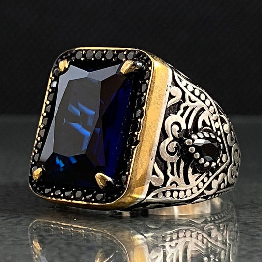 Sapphire 925 Sterling Silver Ring For Men