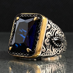 Sapphire 925 Sterling Silver Ring For Men