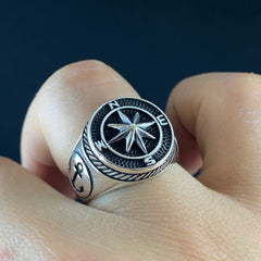 Compass 925 Sterling Silver Handmade Ring, Gift Jewelry For Sailor