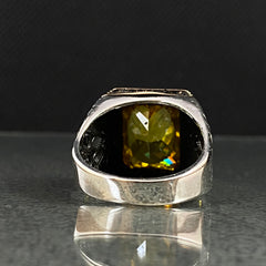 Citrine Stone 925 Sterling Silver Men Ring