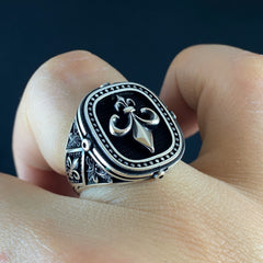 Fleur De Lis 925 Solid Silver Men Ring