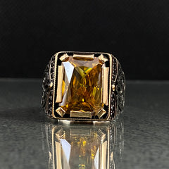 Citrine Stone 925 Sterling Silver Men Ring