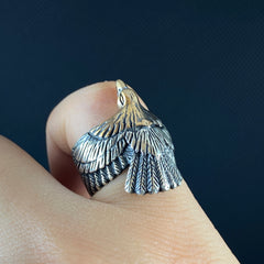 3D Eagle Animal 925 Sterling Silver Men Ring