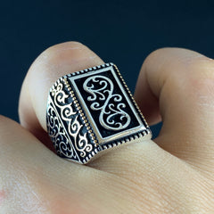 Large 925 Solid Silver Handmade Turkish Ring For Men