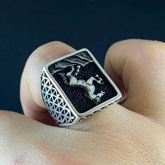 Horse 925 Solid Silver Lucky Ring