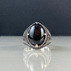 Classic Onyx Stone 925 Sterling Silver Men Ring