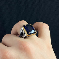 Sapphire 925 Sterling Silver Ring For Men