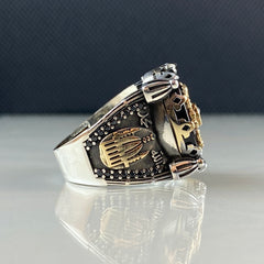 Black Onyx Stone Mosque Design 925 Sterling Silver Turkish Handmade Men Ring