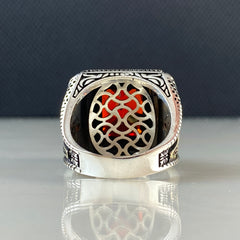 Classic Red Ruby Stone 925 Sterling Silver Handmade Men Ring