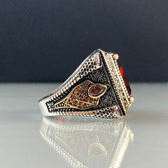 Classic Red Ruby Stone 925 Sterling Silver Handmade Men Ring