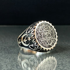 Seal of Solomon Star of David 925 Sterling Silver Ring