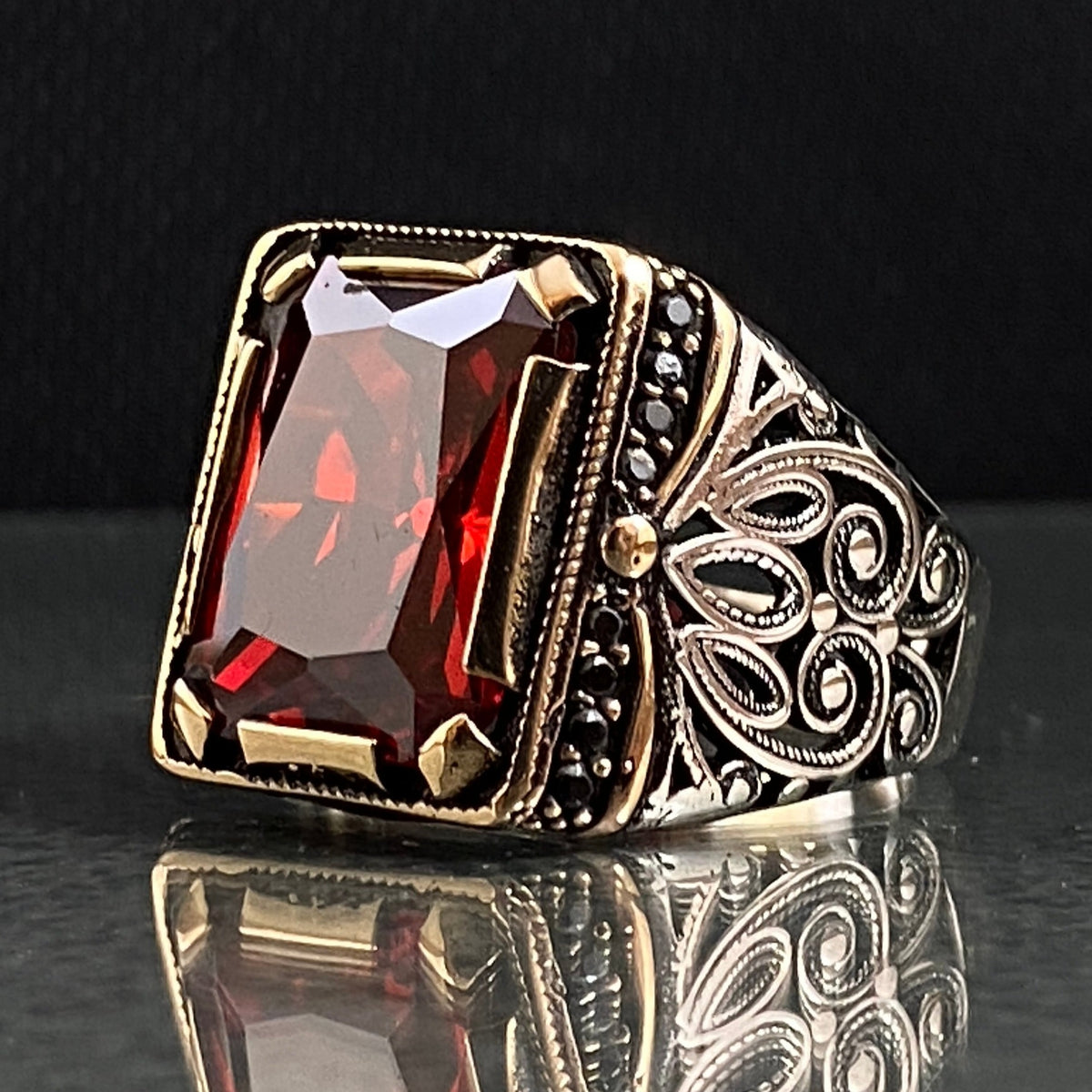 925 Sterling Silver Ruby Ring For Men