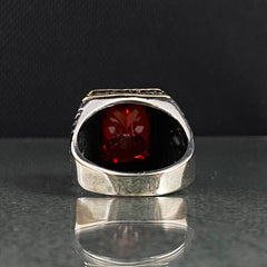 925 Sterling Silver Ruby Ring For Men