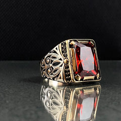 925 Sterling Silver Ruby Ring For Men