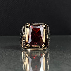 925 Sterling Silver Ruby Ring For Men