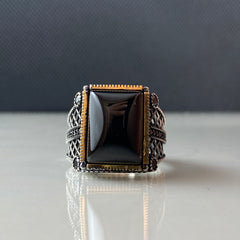 Black Onyx Stone 925 Sterling Silver Men Handmade Ring