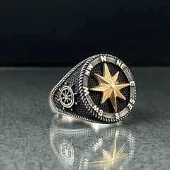 Compass 925 Solid Silver Handmade Ring, Gift Jewelry For Sailor