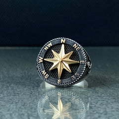 Compass 925 Solid Silver Handmade Ring, Gift Jewelry For Sailor