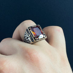 925 Sterling Silver Ruby Ring For Men