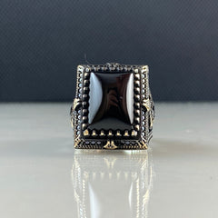 Black Onyx Stone 925 Sterling Silver Men Handmade Ring