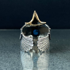 3D Eagle Adjustable 925 Solid Silver Ring with Turquoise Stone