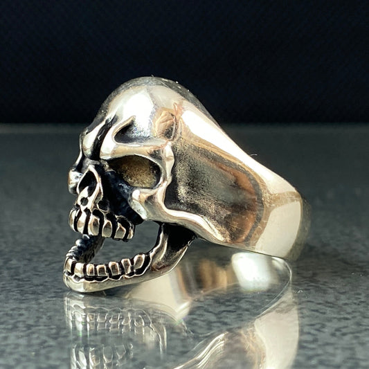 Skull 925 Solid Silver Ring, Gift Jewelry For Biker