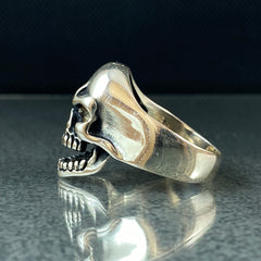 Skull 925 Solid Silver Ring, Gift Jewelry For Biker