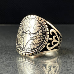 Angry Eagle Head 925 Sterling Silver Men Ring, Gift Jewelry For Biker