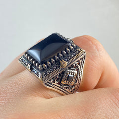 Black Onyx Stone 925 Sterling Silver Men Handmade Ring