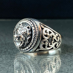 925 Sterling Silver Bear Animal Ring