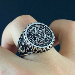 Seal of Solomon Star of David 925 Sterling Silver Ring