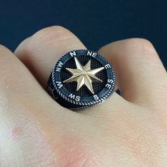 Compass 925 Solid Silver Handmade Ring, Gift Jewelry For Sailor