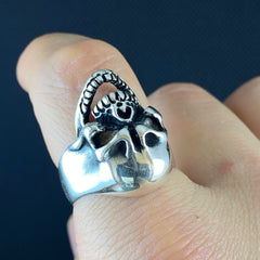 Skull 925 Solid Silver Ring, Gift Jewelry For Biker