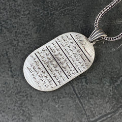 7 Evil Eye Prayer Quran Double-Sided 925 Solid Silver Necklace