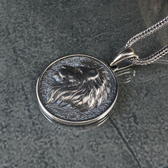 Men Handmade Lion 925 Sterling Silver Necklace