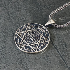 Large Seal Of Solomon 925 Solid Silver Necklace